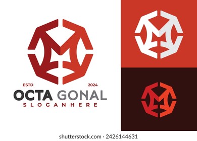 Letter M Octagon Logo design vector symbol icon illustration