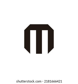Letter m octagon, square geometric symbol simple logo vector