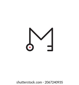 
letter M off key symbol simple logo vector