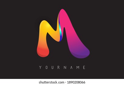 Letter M ogo with gradient color design. Business card templates. Colorful rounded vector illustration with M letter.
