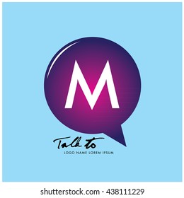 Letter M on bubble talk icon as an integrated communication. Design Template for the communication, commercial, technology, and campaign activities