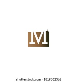 Letra M en el vector de plantilla de icono cuadrado