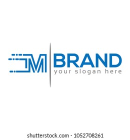 Letter M on white Background.  Logo Design Template. Flat design