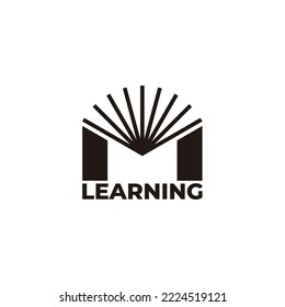 letra m libros abiertos papeles logotipo simple vector geométrico 