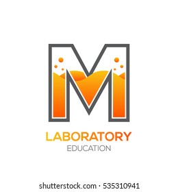 Letter M Orange color,Science education,Laboratory,Chemical Logotype