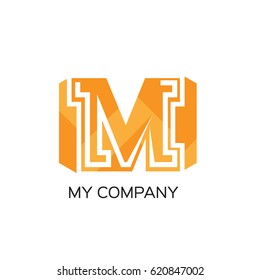 Letter M Orange Logo Design Template