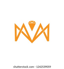 letter m overlapping line diamond logo vector