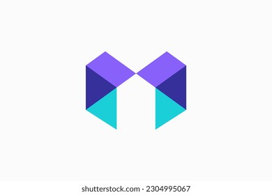 Letter M Overlapping Logo Design Vector Sign 