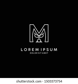 the letter m with Owl logo in the modern linear style