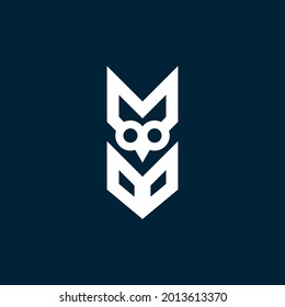 Letter M Owl Logo, this logo is suitable for wisdom and intelligence, this logo is very simple and minimalist suitable for brands and companies