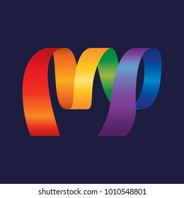 letter m p logo icon design template elements with rainbow color vector