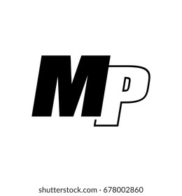 letter M and P logo overlapping black negative