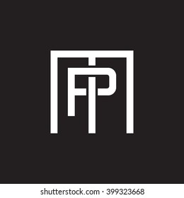 letter M and P monogram square shape logo white black background