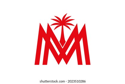 Letter M with palm vector logo designs