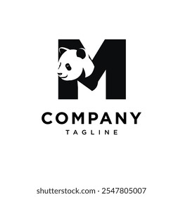 Letter M Panda Logo Icon Vector
