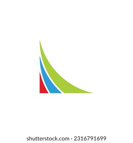 Letter m papers, colorful geometric symbol simple logo vector