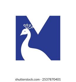 Letter M Peacock Logo Design Vector Template