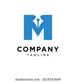 Letter M Pen Writing Logo Icon Vector