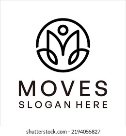 Letter M and People on Circle logo design