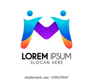Letter M people vector logo design. With colorful icon template. Modern logo for brand identity.
Creative vector elements