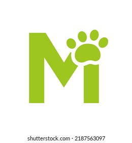 Letter M Pet Care Logo, Dog Logo Design Vector Sign and Symbol Template