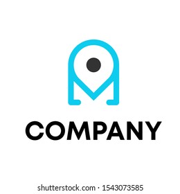 letter m pin initial shape vector logo