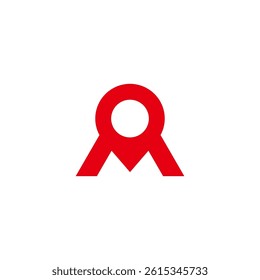 letter m pin location red simple geometric logo vector 