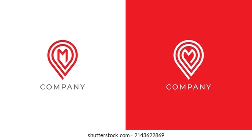 Letter M Pin Logo Concept sign icon symbol Design. Location Pin Logo.