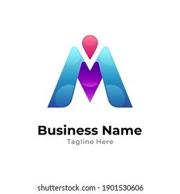 Letter M pin logo template ready for use
