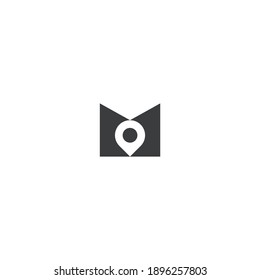 Letter M Pin Point Map Logo Icon Vector Graphic