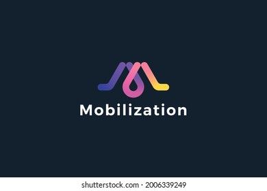 Letter m pink color creative modern spiral business logo