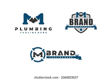 logotipo del conjunto de tuberías M de letra