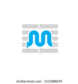 Letter M, Pipe Logo Design Template For Plumbing Company Symbol