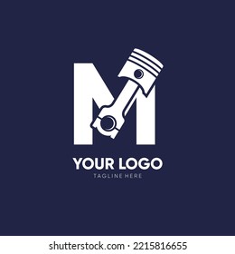 Letter M Piston Logo Design Vector Icon Graphic Emblem Illustration