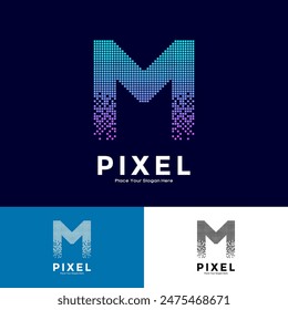 Letter M pixel colorful vector design. Suitable for business, initial, poster, technology and network