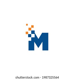Letra M con logotipo de píxeles 001