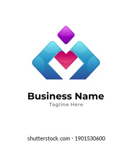 Letter M pixel logo design template ready for use