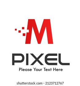 Letter m pixel logo template illustration. suitable for Business logo, App Industry, App icon, etc. Easy to edit, change size, color and text.