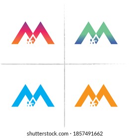 Letter M Pixel Logo Vector