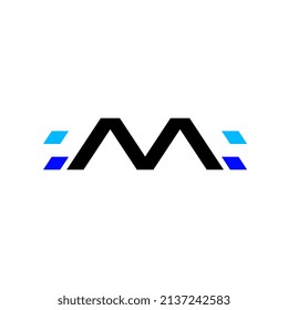 Buchstaben m Pixel, modernes abstraktes Design des Tech-Logos