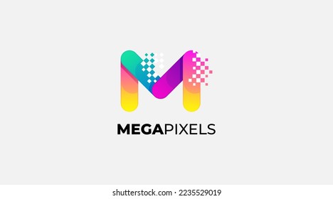 Letter M Pixels Icon Logo design symbol illustration