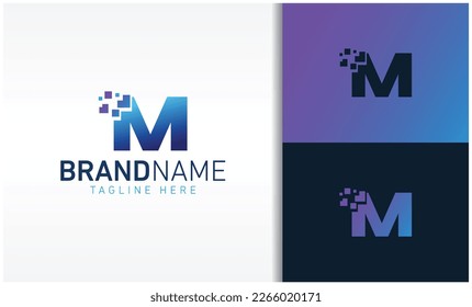 letter M pixels logo vector