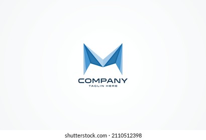Letter M plane logo design, Vector Illustration Modern Monogram icon