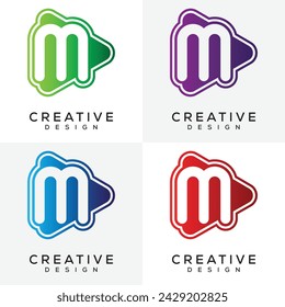Letter M Play Button Logo Design Idee