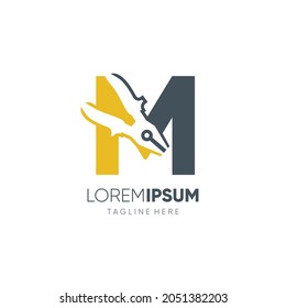 Letra M Pliers Logo Diseño Icono vector Emblema gráfico Ilustración Plantilla de fondo