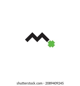 letter M plus simple symbol logo vector