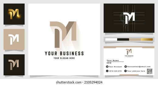 Letter M or PM monogram logo with business card design