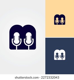 Letter M Podcast Design Logo Vector