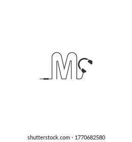 Letter M and podcast logo combination design concept