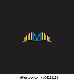 letter M with poles design logo icon vector